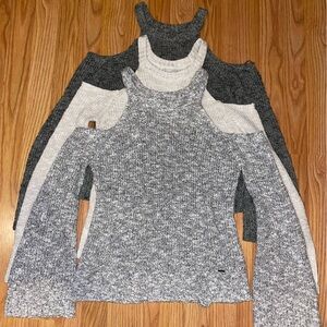 Hollister Knit Sweaters in Gray, Light Gray and Cream
